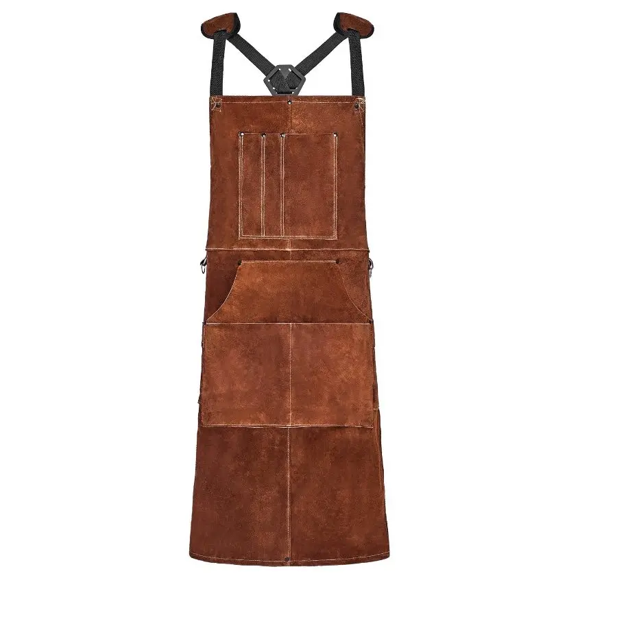 【Summerfinds】 VEVOR Leather Welding Work Apron, Heavy Duty Cowhide Flame Resistant Welding Apron, Heat-Resistant Blacksmith Welder Aprons with 6 Tool Pockets for Woodworking, Gardening, BBQ, Adjustable, Hangingdealsforyoudays
