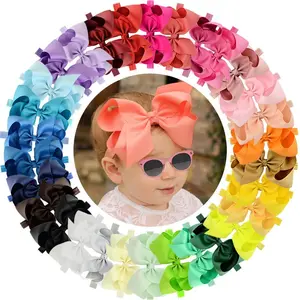 L-AD102  Headbands 6 Inch 30 Colors Boutique Grosgrain Ribbon Hair Bows Big Baby Girls Bows Headbands for Baby Girls Infants Toddler Kids Teens and Children