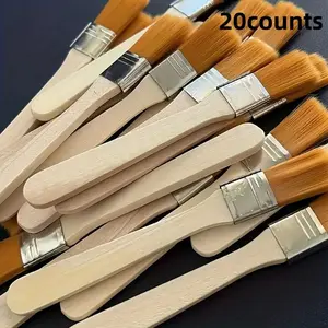 Nylon Brush, 20pcs Short Wooden Stick Art Paint, Gouache Paint Acrylic Paint Wall Art Paint Brushes, Art Supplies Oil Paint Brush Kit, Tablet Keyboard Electronic PCB Cleaning Repair Tool
