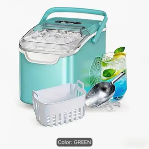 Ice Maker Machine, 8 Ice Cubes in 6 Mins, 26Lb/Day Ice with 2 Sizes - Portable Mini, Energy Saving And Basket/Scoop for Home/Party/Travel/Camping/Bar, Black, Measuring