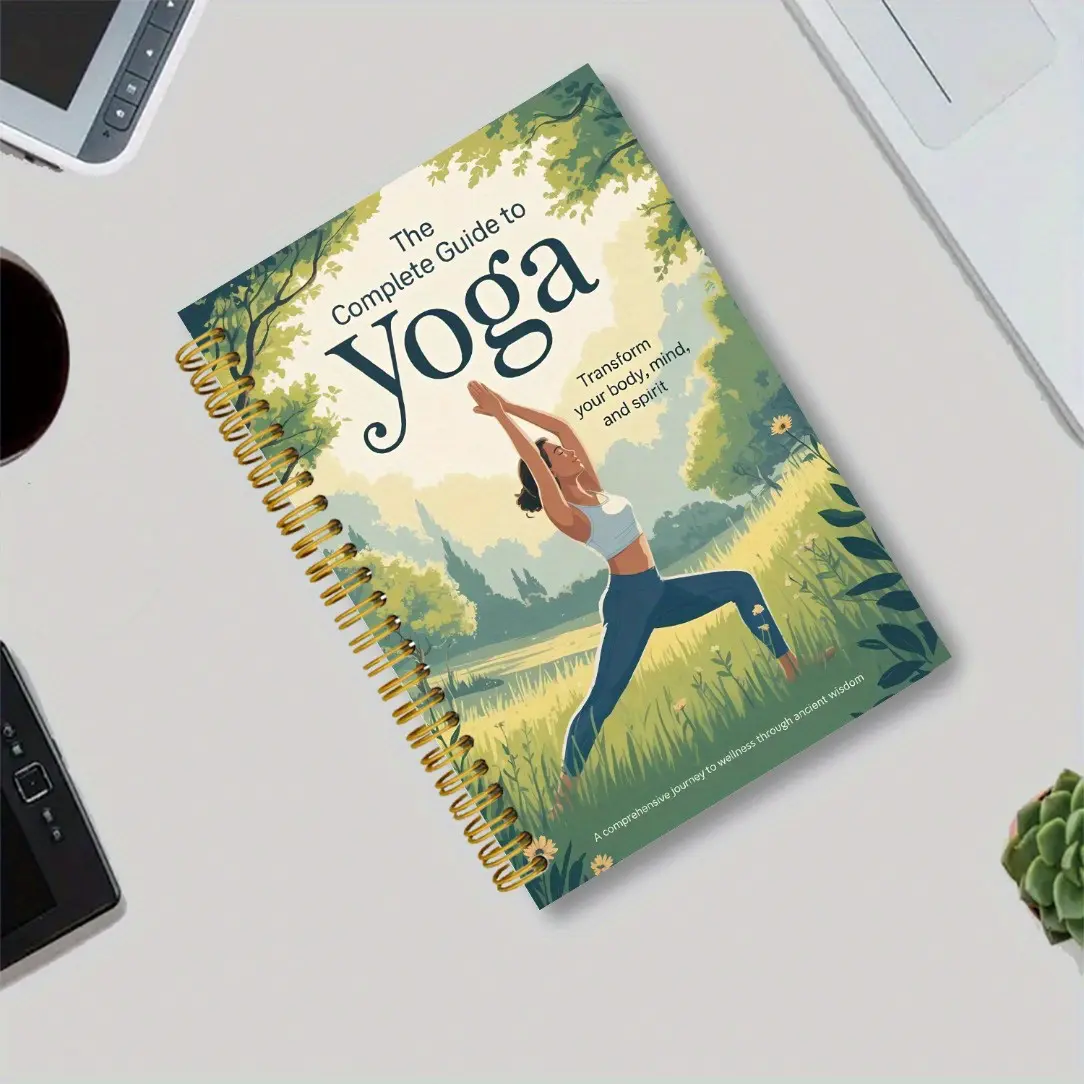 1pc 5.5x8.3in Advanced Yoga Practice Plan Notebook :  guide with asanas, pranayama, and meditation. Spiral-bound, high-quality paper, serene design. Perfect for teachers & enthusiasts. Ideal gift for spiritual growth ﻿