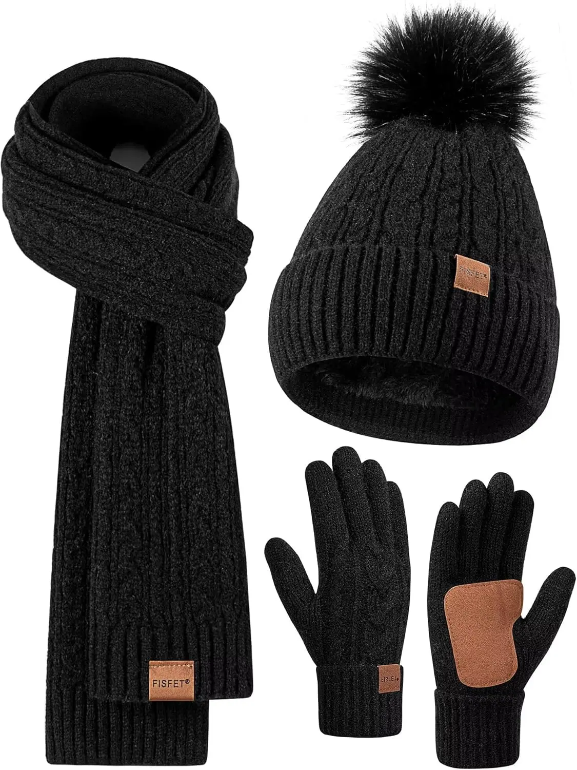 beanie hat and scarf with gloves