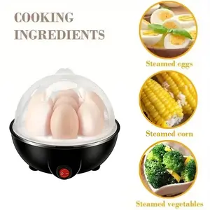 6-in-1 Electric Egg Cooker - Make Perfect Hard Boiled, Poached & Scrambled Eggs Fast! Auto Shut Off, BPA-Free (Black)