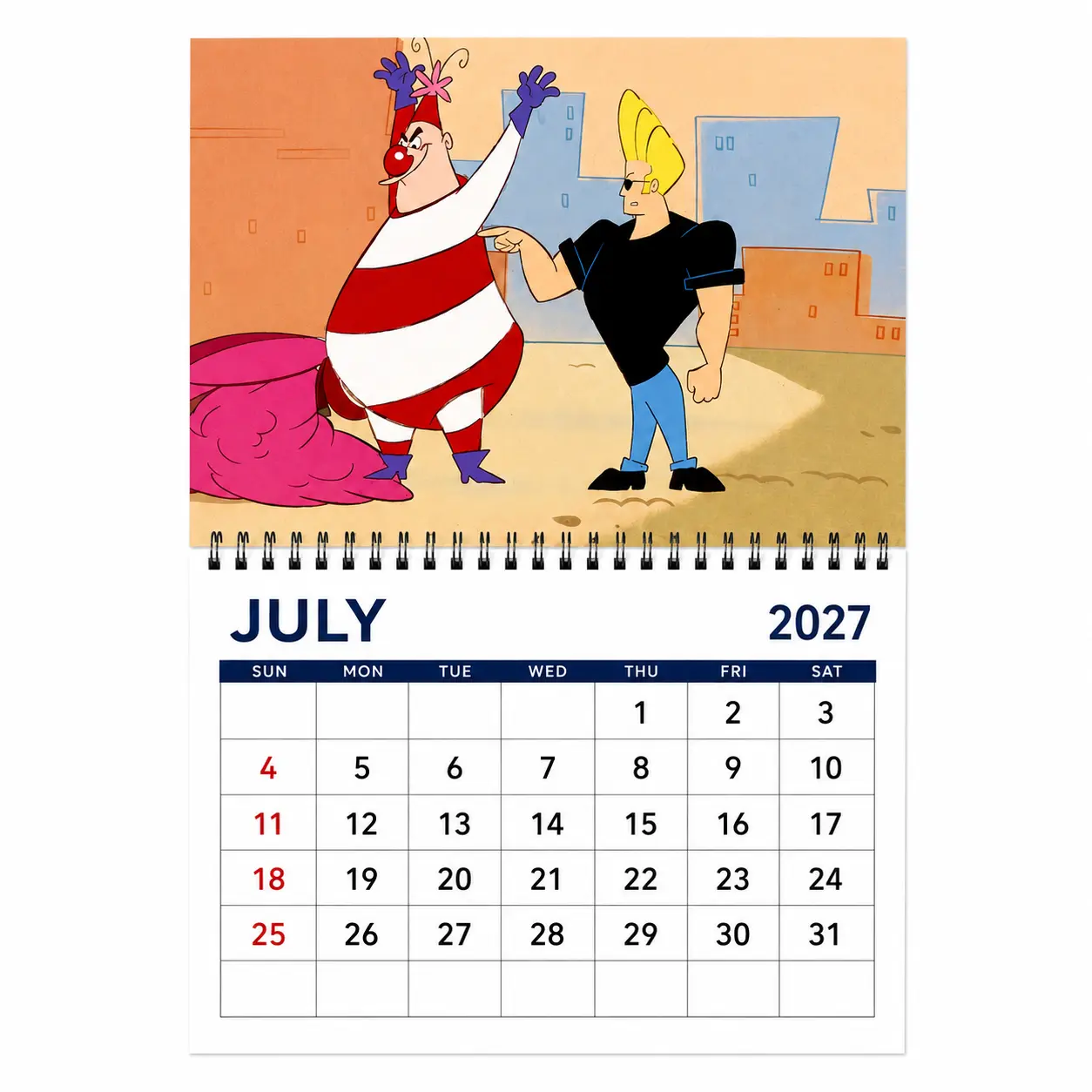 Johnny Bravo 2027 Calendar, Cartoon Inspired Wall Calendar, Room Decor, Gift for Fans