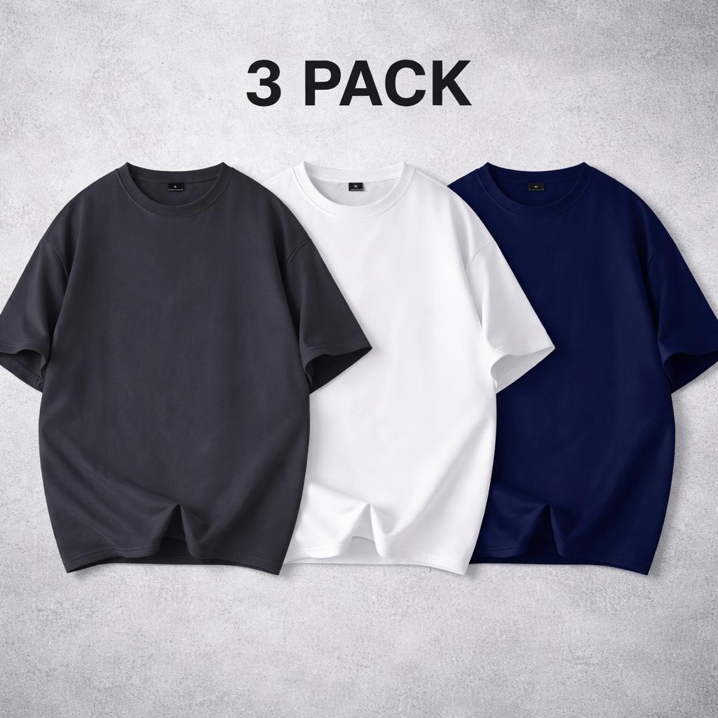 5-pack unisex short-sleeve T-shirts, American basic style, heavyweight high GSM, oversized casual athletic design; versatile tops available in multiple colors; a multi-piece set—versatile and suitable for various occasions, ideal for summer wear and a war
