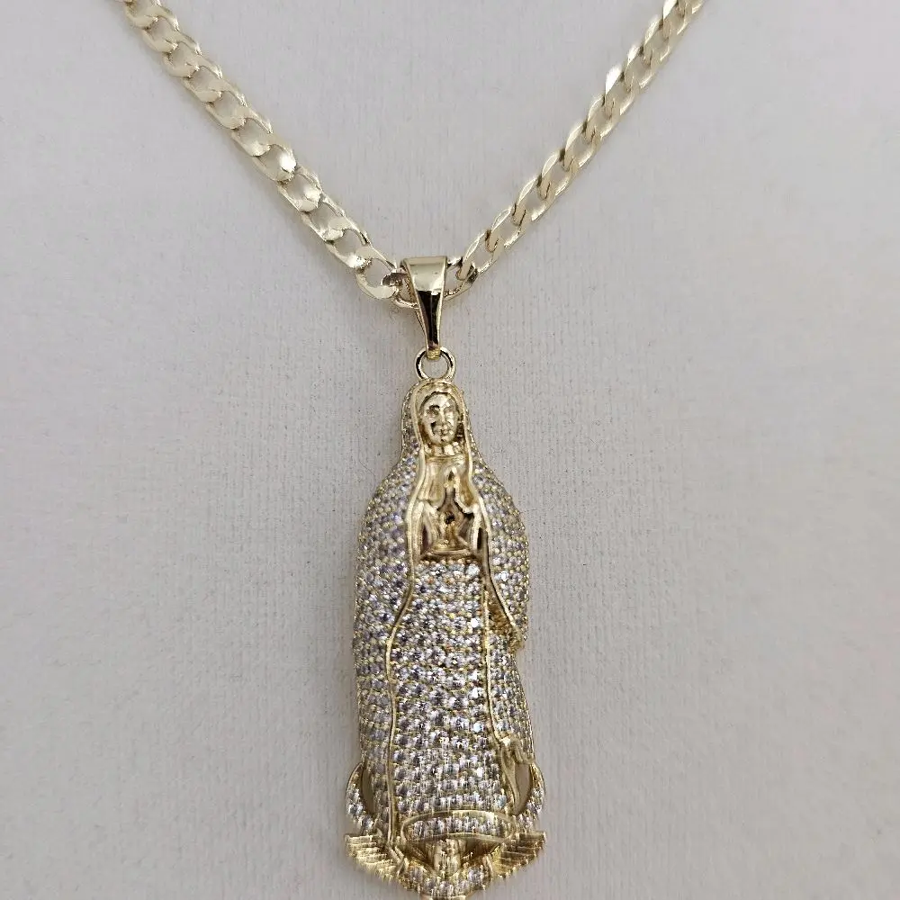 (18)   Elegant 14K gold plated.  virgen and chain.  20 inches or 24 inches