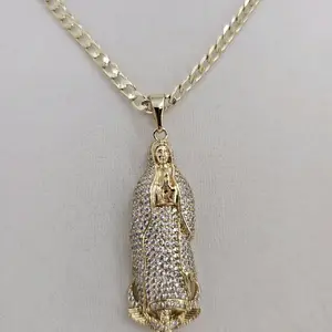 (18)   Elegant 14K gold plated.  virgen and chain.  20 inches or 24 inches
