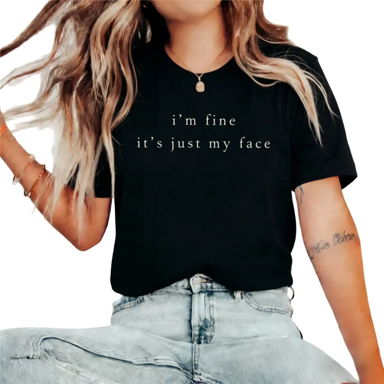 I'm Fine It's Just My Face Shirt, Funny RBF Resting B Face T-Shirt, Sarcastic Introvert Graphic Tee, Minimalist Grumpy Nurse Coworker Gift Unisex Top