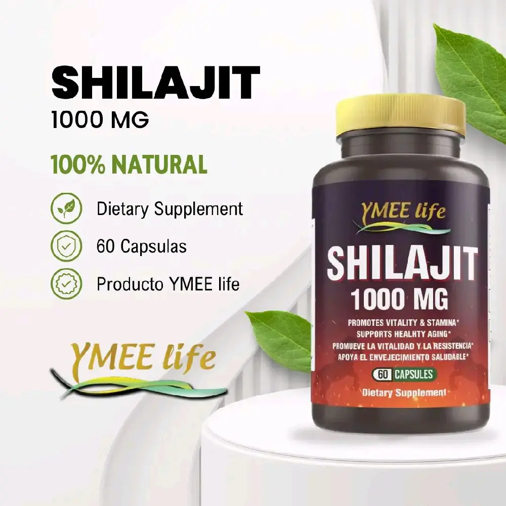 YMEE Life Organic Shilajit Mineral Dietary Supplement - 1000mg, 60 Edible Capsules, Fumaric Acid-Infused, Fulvates Source, All Natural Supplement, Prop 65 Safe, Brain Health & Energy Boost Support