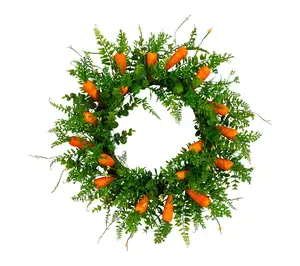 Nearly Natural 22" Mixed Fern Wreath with Carrot Ornaments