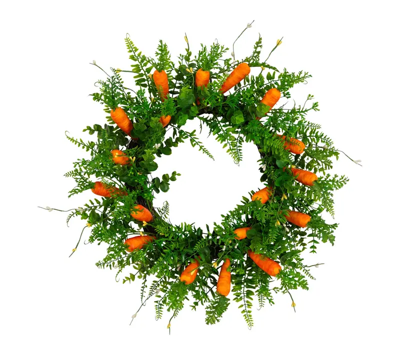 Nearly Natural 22" Mixed Fern Wreath with Carrot Ornaments