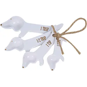 Dachshund Gifts Measuring Spoons Set, Ceramic Weiner Dog Gifts for Women, Teaspoon Measuring Spoons & Dachshund Decor, Weenie Cute Kitchen Accessories Baking Gifts for Fun Daschund Dog Lover, Set of 5
