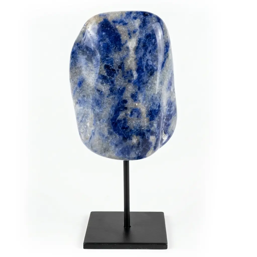 Sodalite Crystal on Black Stand — Intuition & Truth Display Piece