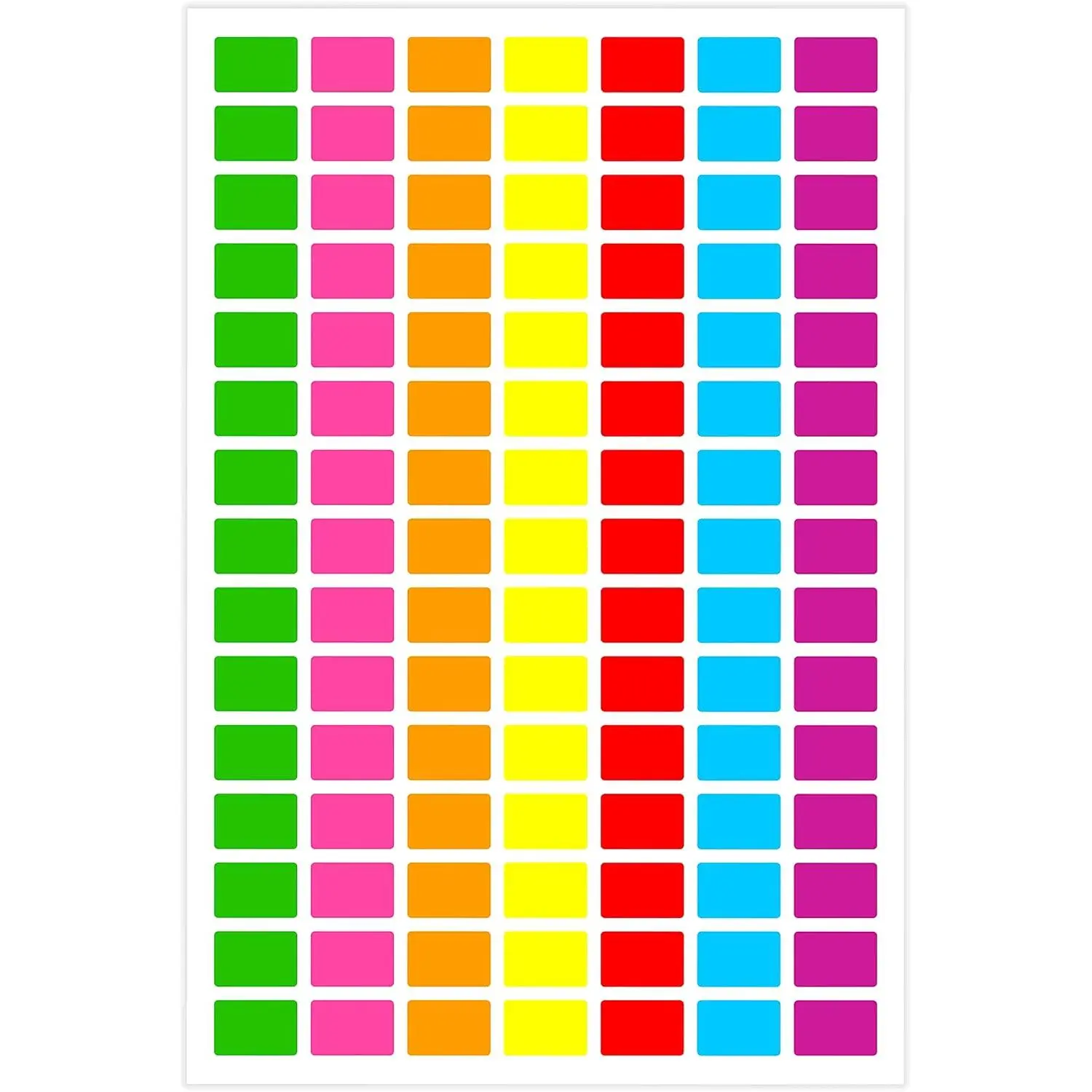 Pack of 1575 Square Color Coding Labels,1/2" x 3/4" Rectangular Stickers in 7 Colors Rectangle Folder File Labels