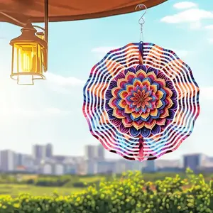 Mandala Pattern Wind Spinner, 3D Mandala Wind Spinner, 360° Rotating Wind Sculpture, Garden Decoration Supplies for Indoor & Outdoor