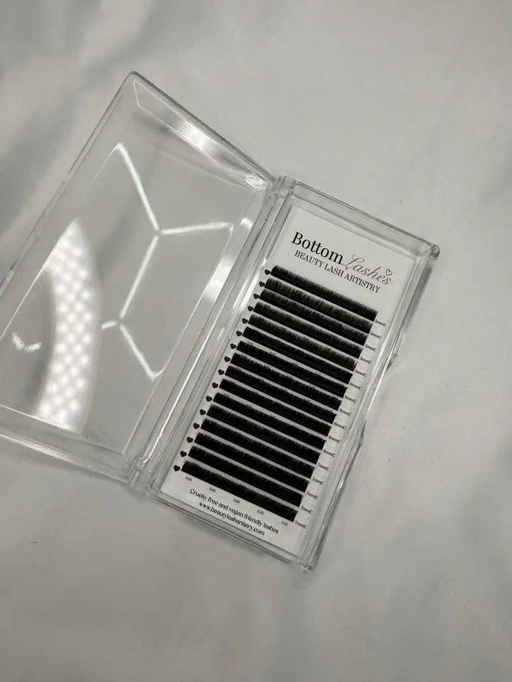 Bottom Lashes C/B Curl 0.05 Thickness Cashmere PBT Lightweight Soft Jet Black 5mm-7mm Mix Tray for Natural Definition
