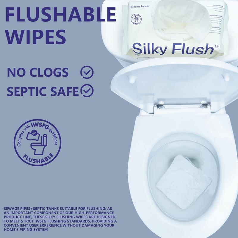 Hoppi Flushable Baby Wipes, 99% water content, hypoallergenic, suitable for sensitive skin, plant-based formula, fragrance-free, safe for sewers and septic systems, silky smooth and easy-to-flush toilet training wipes for toddlers (224 wipes, 4 packs)