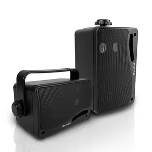 Herdio 3.5-inch Outdoor Bluetooth Speakers, Unpowered Wired Waterproof, 200 Watts, Built-in Amplifier. (Black/White Pair)