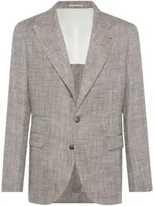BRUNELLO CUCINELLI MEN'S HERRINGBONE SILK LINEN BLAZER