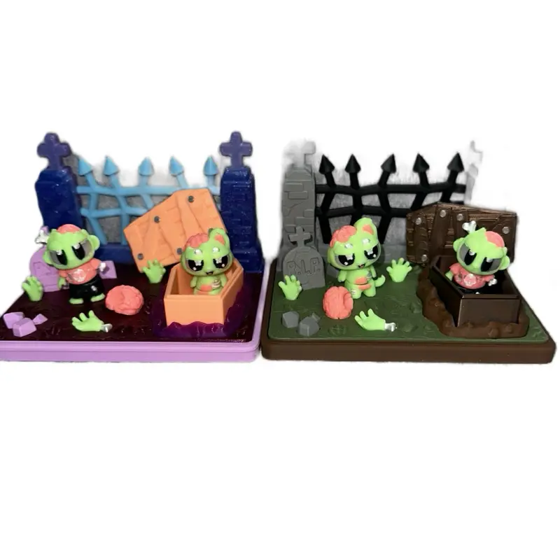 Mini Zombies Figurine, mini Cat Zombies Figurine , or Zombie Graveyard Sets (glow in the dark) 3d printed