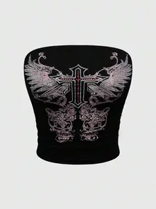 SAMPLEI Grunge Punk Embellished Wing Strapless Women Kpop