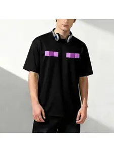 New Enderman Eyes Game T-shirts 2026 Street Funny Cartoon Print Short-Sleeve Tee Men's and Women's Casual Crew Neck Top Gifts
