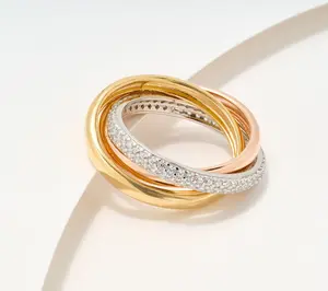 Diamonique Italia Interlocking Rings, Sterling Silver