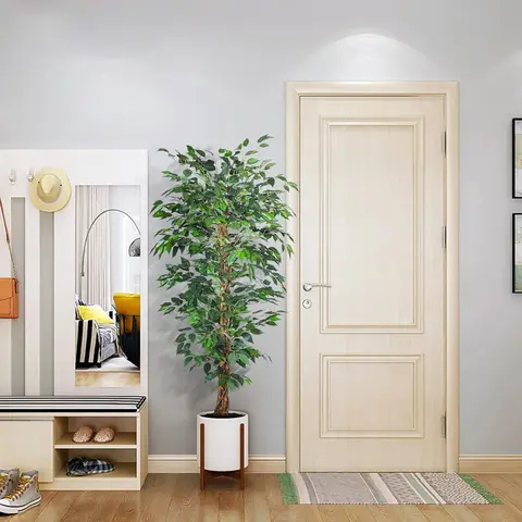 5FT & 6FT Artificial Ficus Tree | Lifelike Faux Silk Plant in Sturdy Plastic Nursery Pot | Perfect for Home, Office & Farmhouse Décor | Ideal Housewarming Gift