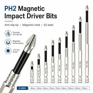 PH2 Anti-Slip Magnetic S2 Steel Impact Driver Bits Set, 1/4" Quick-Change Hex Shank Precision Screwdriver Sets