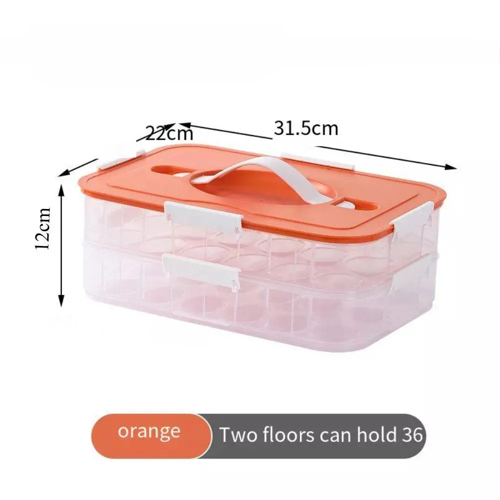 2-Tier Stackable Plastic Egg Storage Container With Lid And Side Handles, Large 36-Egg Capacity Refrigerator Storage Rack, Dustproof Portable Kitchen Organizer Box, Practical Household Fridge Accessory For Neatly Storing Fresh Eggs Daily At Home