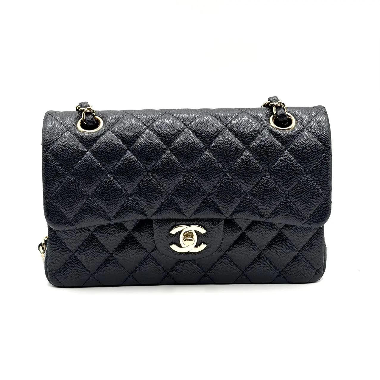Pre-owned CHANEL Leather Shoulder Bags CALUXB Class Caviar Flap Quilted Small dark blue GHW
