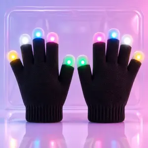 LED Light Up Finger Gloves, Glow Gloves for Rave, EDM Festival, Party, Dance, Cosplay & Night Events
