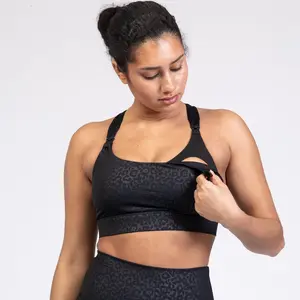 Running Nursing Sports Bra (Black Cheetah)