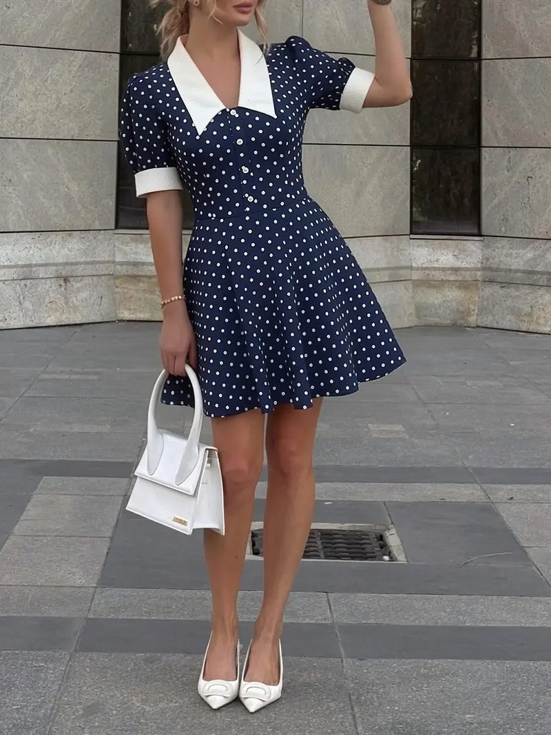short white polka dot summer dress - TikTok Shop