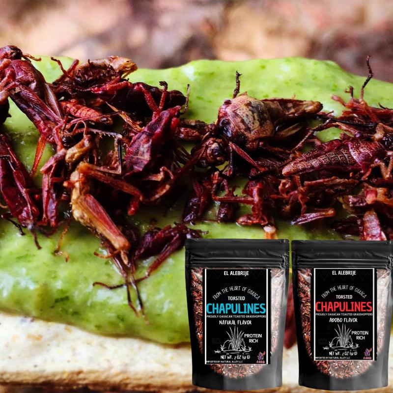 Alebrixes | Chapulines From Oaxaca 4oz (114g) Enchilados | Premium Toasted Adobo Edible Grasshoppers  - Always Fresh & Delicious Mexican Snack | Imported from Mexico