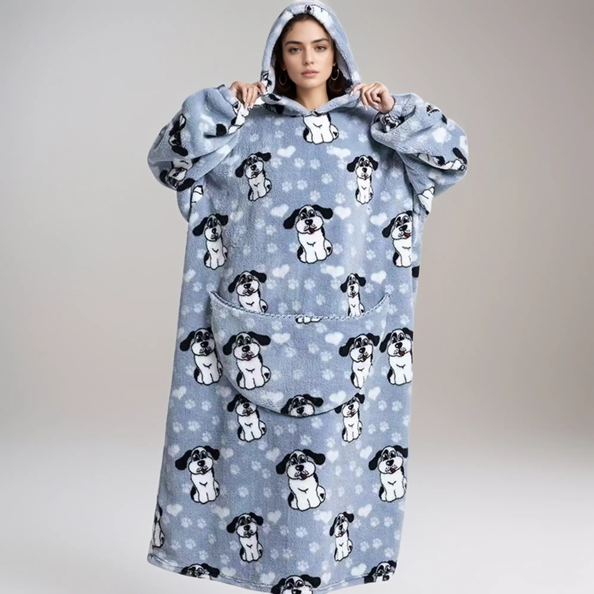 Women's Fleece Fabric Hoodie - Hood + Blanket Fit, Long Sleeve, Baggy Extra Large, Storage-Pockets, Cozy Breathable Home Wear, Machine Washable Gift Option