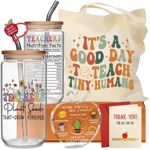 5Pcs Teacher Appreciation Cup Set Gifts for Teachers, Back to School Gift, Thank You Basket Box for New Teachers, End of The Year, Graduation Gifts for Best Teacher from