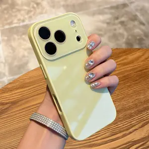 Milk Tea Brown for iPhone 17 Pro Max Case, iPhone 16 Macaron Ice-sense Glass Case, 15 Simple New Style, 14 Couples, 13 Solid Color, 17 Pro Full-coverage Lens, 16 Pro Phone Cover.