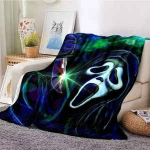 Scream Blanket Ghost Face Horror Movie Blanket Lightweight Thermal Flannel Cozy Throw Blankets (60"*80",Style-11)