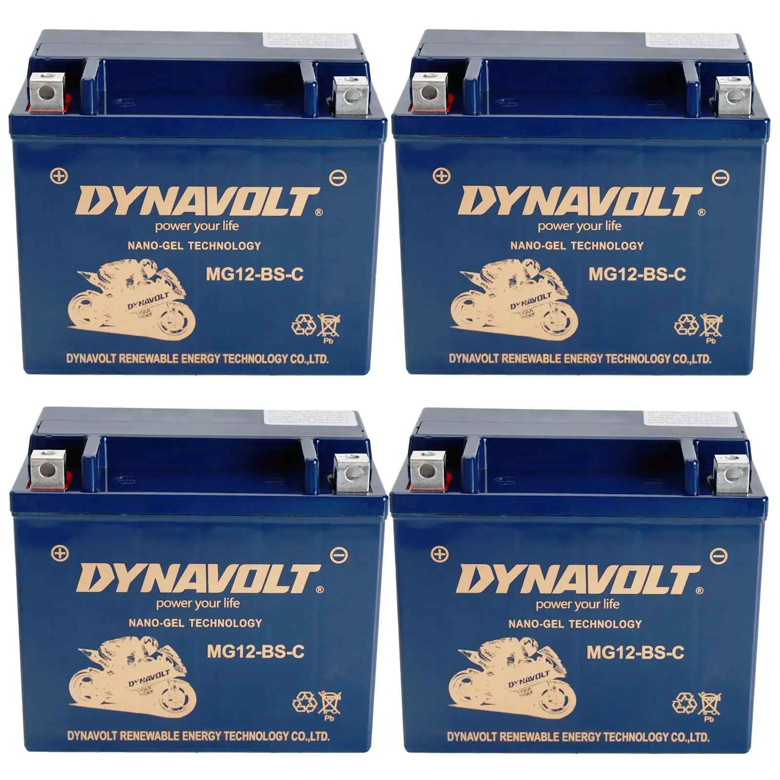 YTX12-BS MG12-BS-C AGM Battery 4 Pack Motorcycle Powersports Starting Batteries Sealed Lead Acid for 125cc-300cc Go Kart Karting ATV UTV Drift Trike Golf Cart Quad Buggy Moped Lawn Mower 4 Wheeler