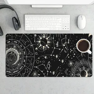 Black Astrological Constellations Large Extended Gaming Mouse Pad & Keyboard Laptop Mat 31.5X15.75 In Non-Slip Base Office Desk Decor Stylish & Functional