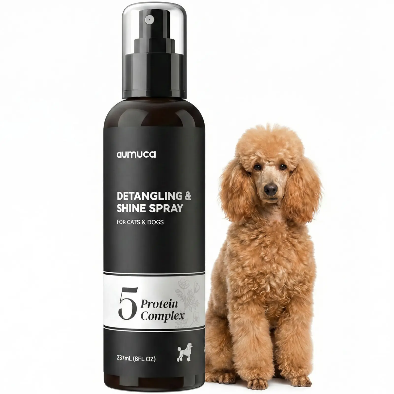 Dog Detangling Spray – Leave-in Conditioner & Dematting Spray for Doodles, Cats & Horses Without Buildup | 5-Protein Complex for Deep Repair & Enhanced Shine | 8 Fl Oz