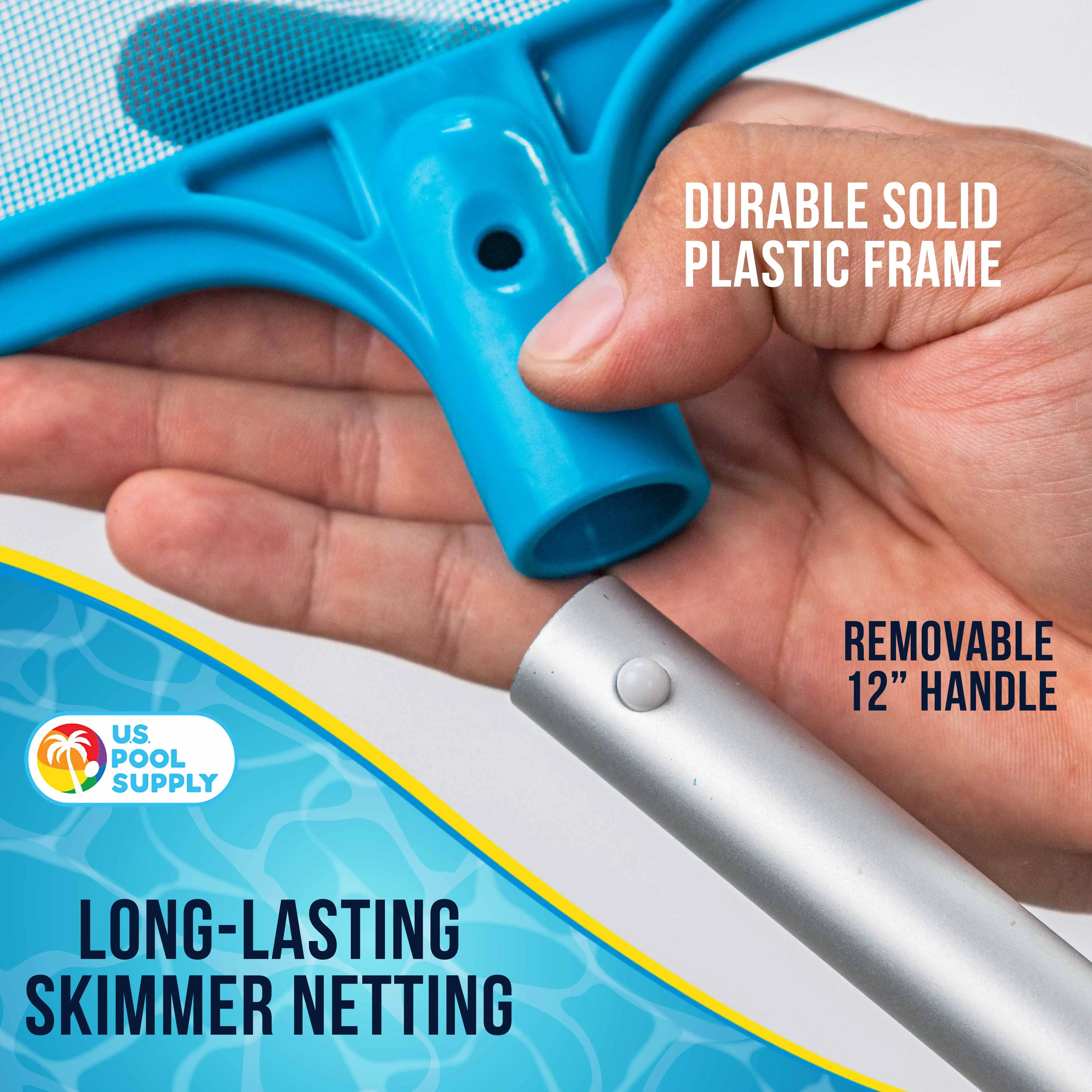 Professional Spa, Hot Tub, Pool Hand Leaf Skimmer Net, 26" Long with 12" Aluminum Pole - Fine Mesh Netting, Cleanout Leaves, Debris