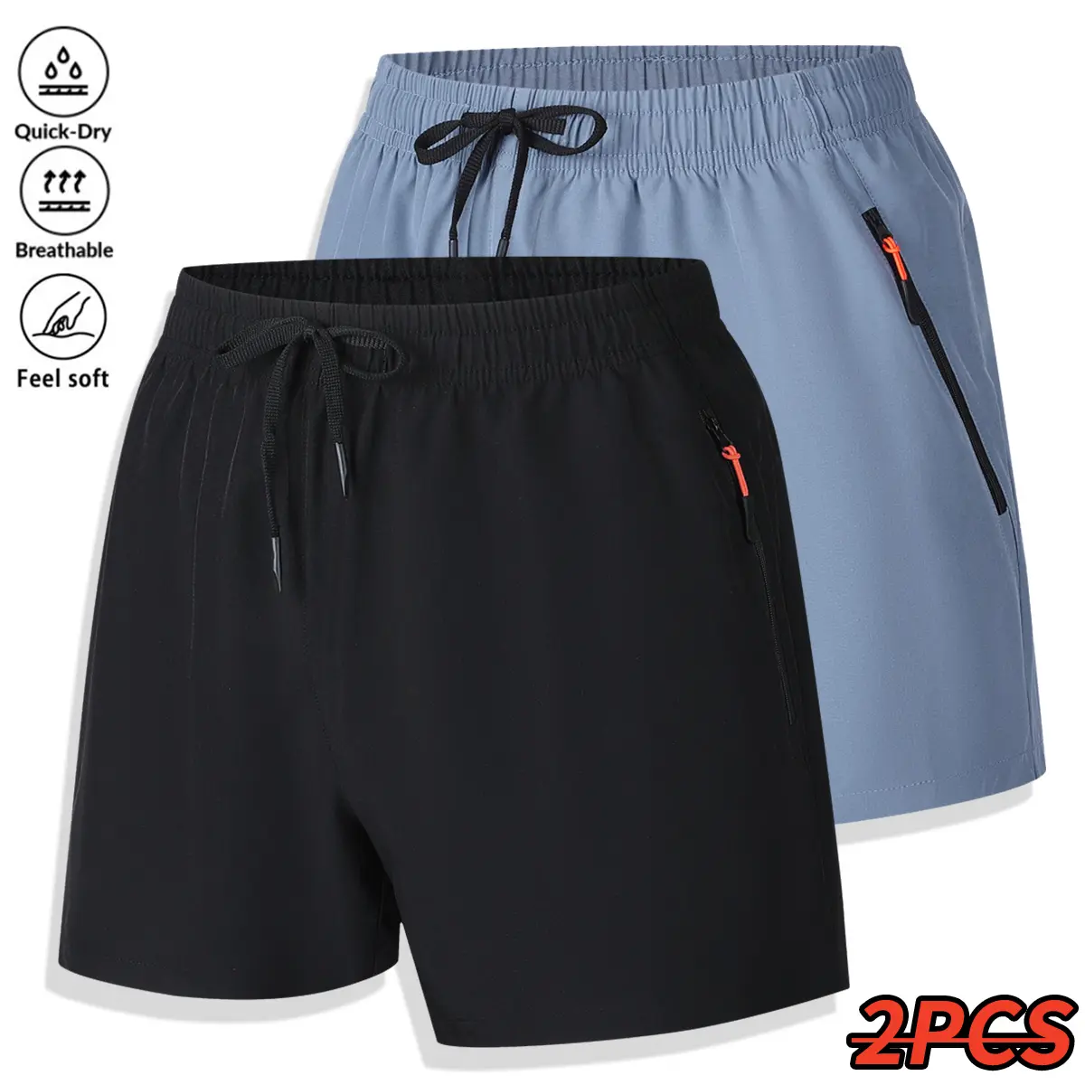 2PCS women’s running shorts, anti-exposure athletic shorts with inner pocket, quick-dry breathable lightweight fabric, adjustable waistband design, suitable for fitness activities.