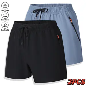 2PCS women’s running shorts, anti-exposure athletic shorts with inner pocket, quick-dry breathable lightweight fabric, adjustable waistband design, suitable for fitness activities.