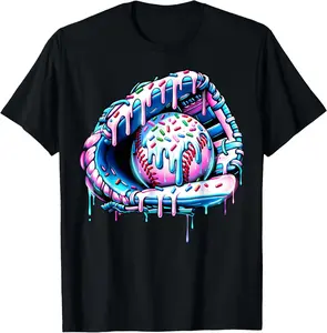 Ice Cream Baseball Drip for Boys Shirt Dripping Baseball Kid T-Shirt Kids graphic tee