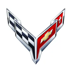 Chevrolet Corvette C8 Crossed Flags Steel Sign
