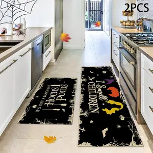 Halloween Witch Kitchen Floor Decor Set, Evil Design, 1-3 Piece Long Mats, Perfect for Parties & Events, Home Living Room Bedroom Decoration