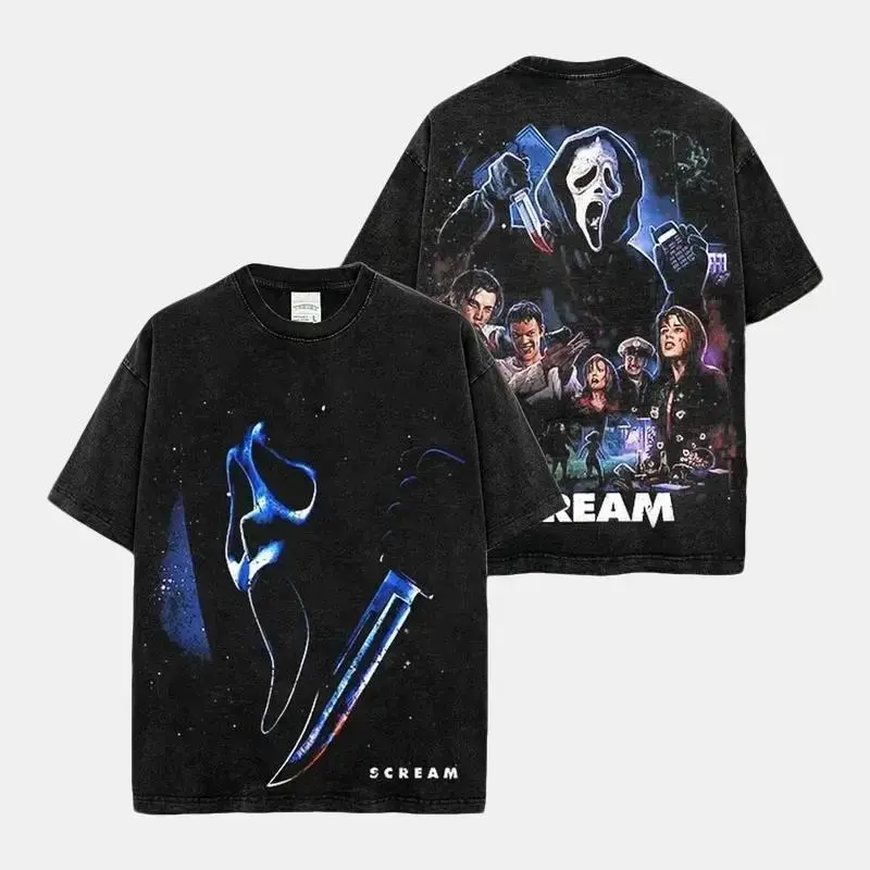 Vintage Ghostface - Scream Horror Movie #6 Acid Wash 100% Cotton T-Shirt, Ghostface Costume, Halloween Outfit, Ghostface Outfit, Slasher Shirt, Halloween Horror Movie Shirt, Horror Fan Gift