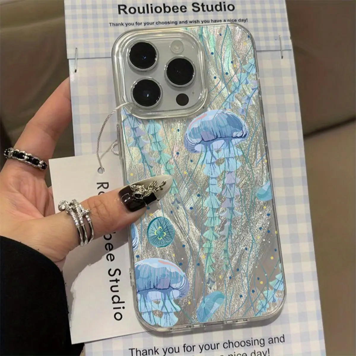 Jellyfish Ocean Phone Case for iPhone 17/16/15/14/13/12/11 Pro Max/Pro/Plus/Air - Crystal Clear TPU+PET Hybrid, Shockproof Protection with Floating Tentacles & Bubble Accents Protective - TikTok Shop Jellyfish Ocean Phone Case for iPhone 17/16/15/14/13/12/11 Pro Max/Pro/Plus/Air - Crystal Clear TPU+PET Hybrid, Shockproof Protection with Floating Tentacles & Bubble Accents Protective - TikTok Shop